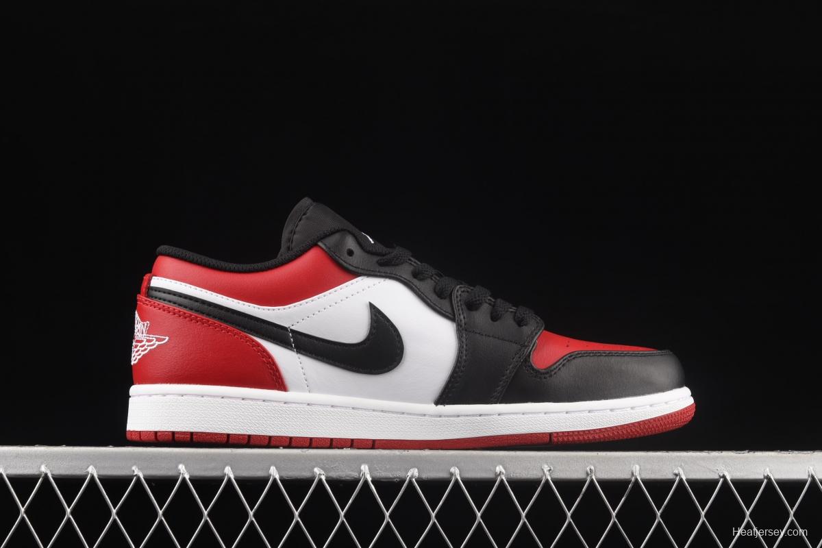 Air Jordan 1 Low black and red toe low top cultural basketball shoes 553558-612