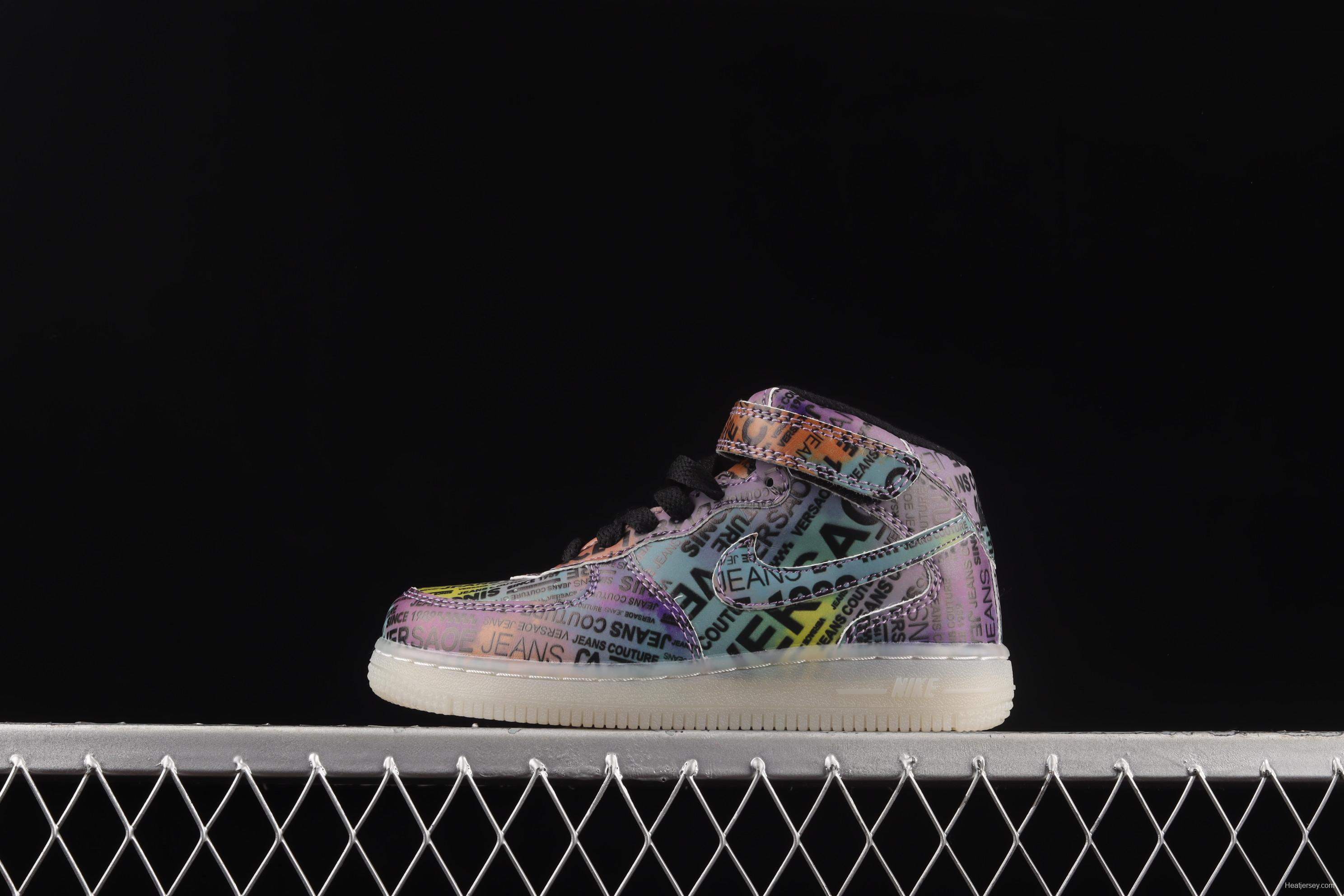 NIKE Air Force 1: 07 Mid WB dazzling ribbon lamp state size Kids 314197-8900