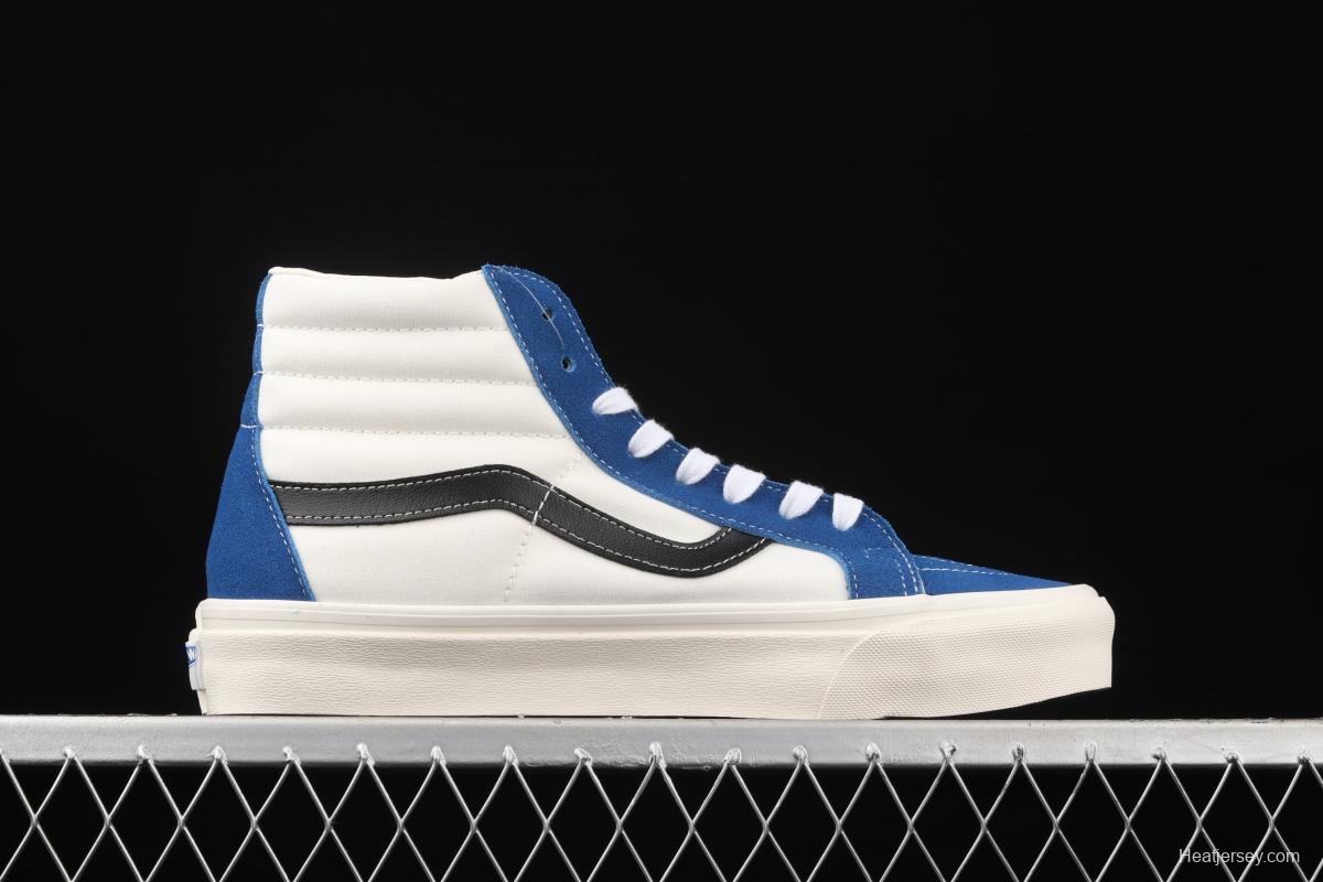 Vans Sk-Hi 38 DX blue-and-white high-top casual shoes VN0A4BVB21R