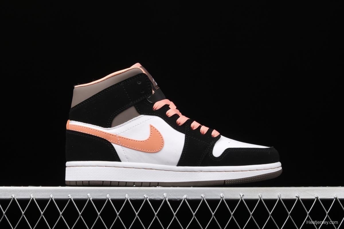 Air Jordan 1 Mid black pink peach goddess festival basketball shoes DH0210-100