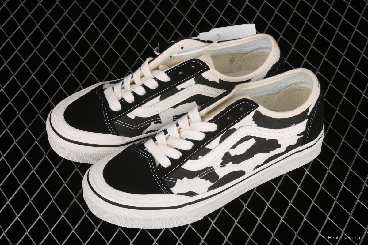 Vans Style 36 Decon SF GD overseas limited black-and-white cow graffiti low-top shoes VN0A5HFF2Z3