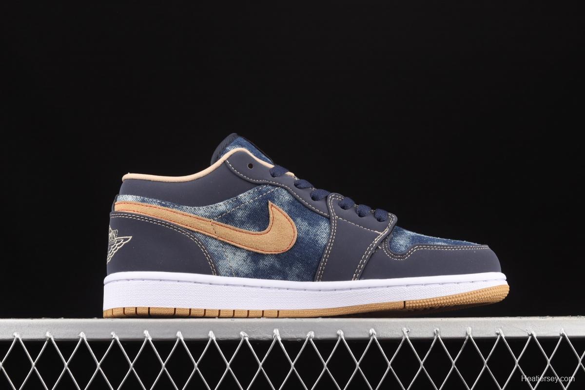 Air Jordan 1 Low dark blue denim low top basketball shoes DH1259-400