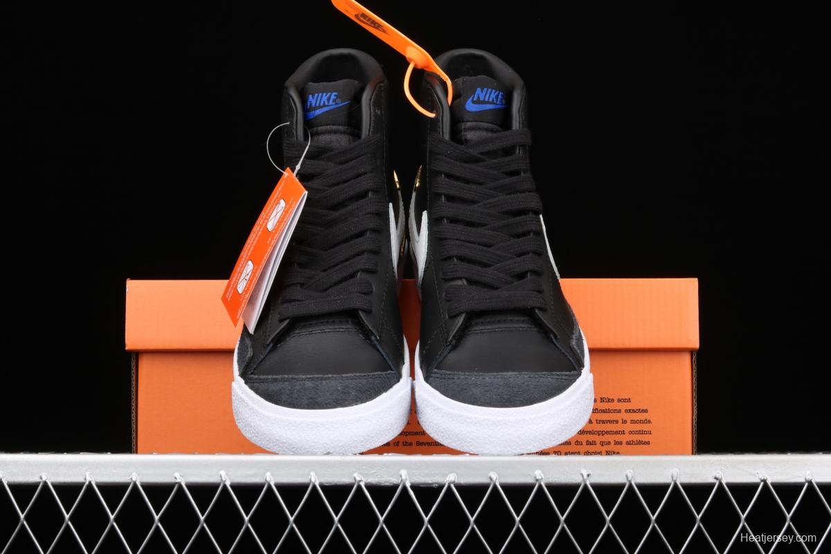 NIKE Blazer Mid'77 SE Chrome Luxe black-and-white gold standard Trail Blazers high-top casual board shoes CZ4627-001