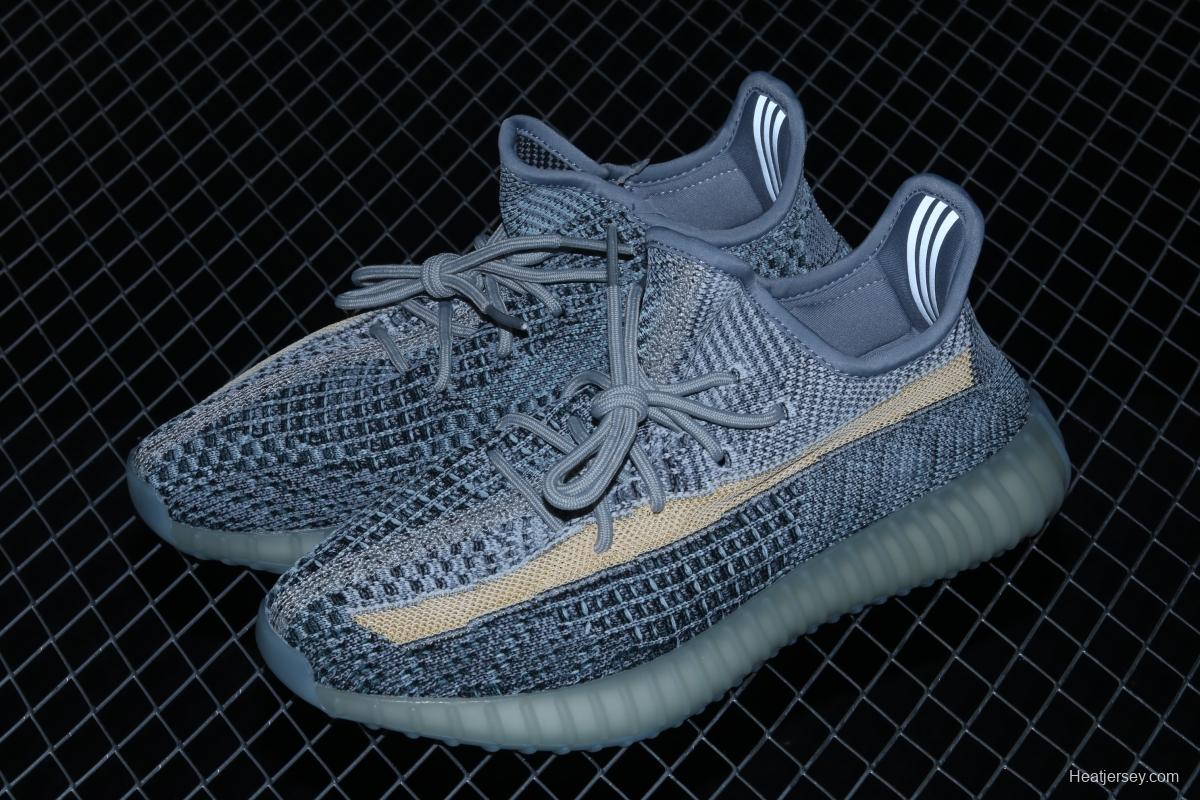 Adidas Yeezy 350 Boost V2 Ash Blue GY7657 Darth Coconut 350 second generation hollowed-out water-washed tannins color matching