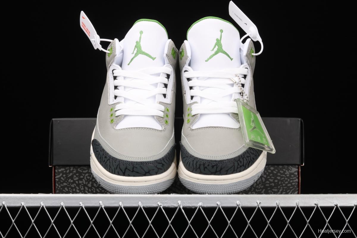 Air Jordan 3 Retro Chlorophyll AJ3 Joe 3 chlorophyll Gray Green manuscript 136064-006