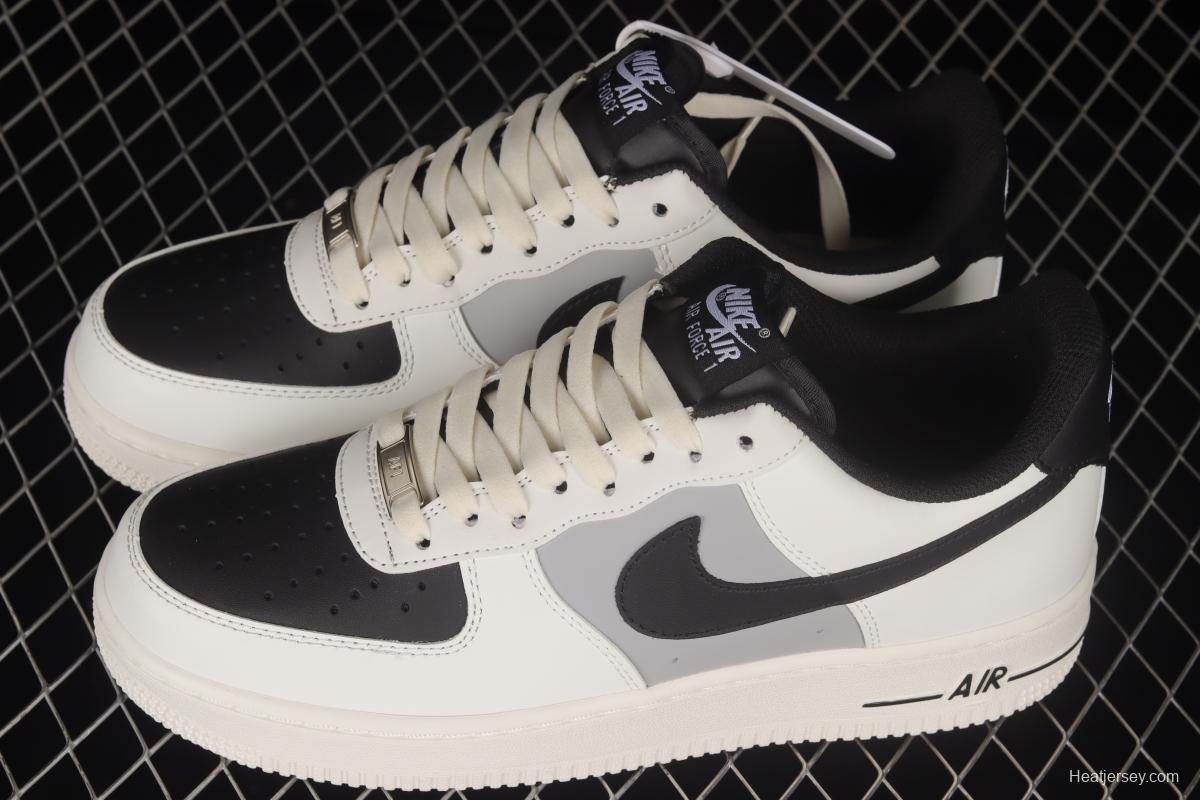 NIKE Air Force 1'07 Beige Black Grey Colorblock Low Top Sports Casual Sneakers RS2696-112