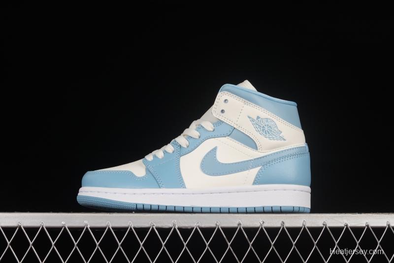 Air Jordan 1 Mid North Carolina Blue Zhongbang Basketball Shoes BQ6472-141