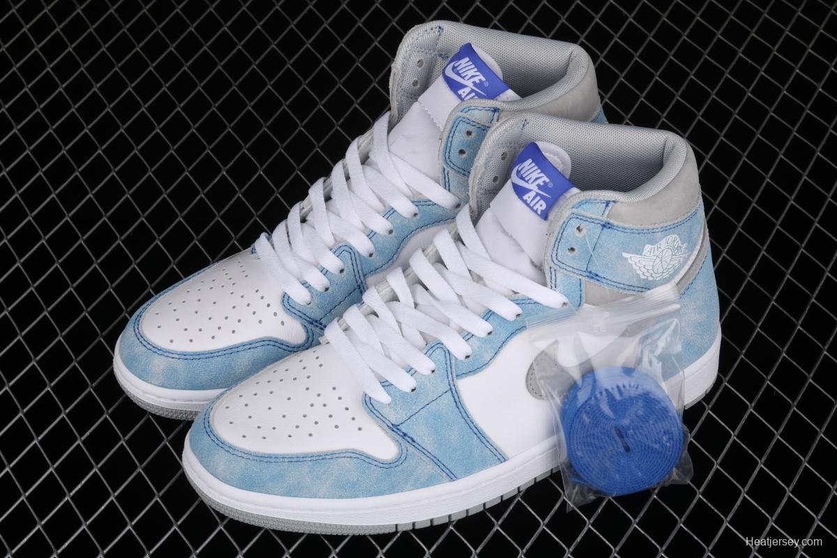 Air Jordan 1 Hyper Royal washed North Carolina high top basketball shoes 575441-402 555088-402