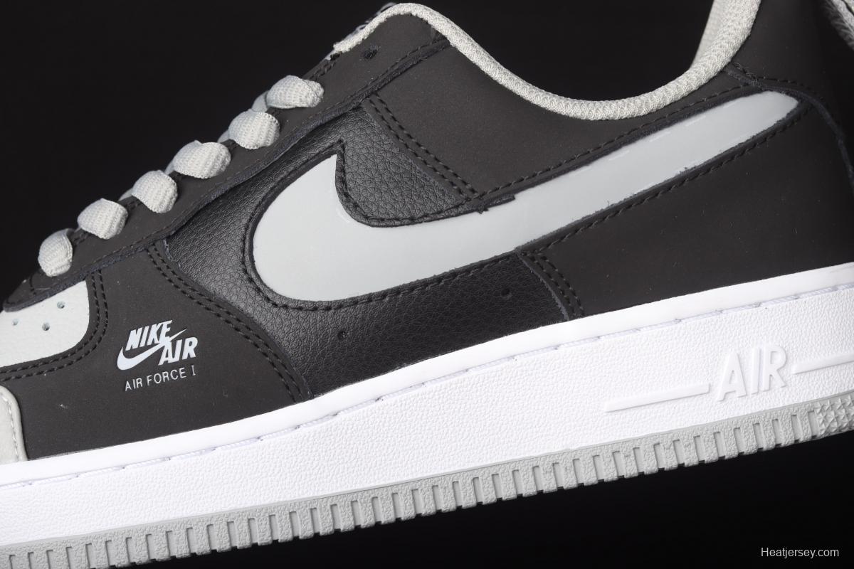 NIKE Air Force 1 Premium ShAdidasow grey Shadow Grey side Logo3M reflective low upper shoes BQ6818-009