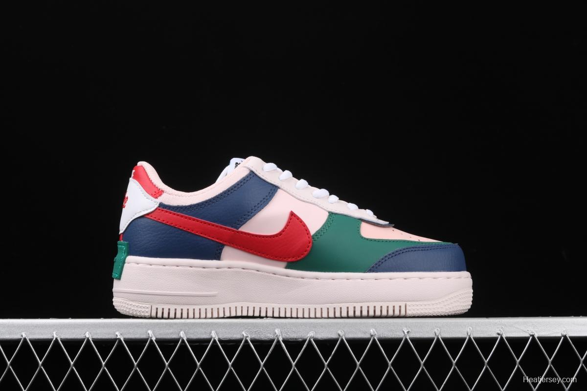 NIKE Air Force 1 ShAdidasow blue, pink and green light weight heightened low-top white board shoes CI0919-400