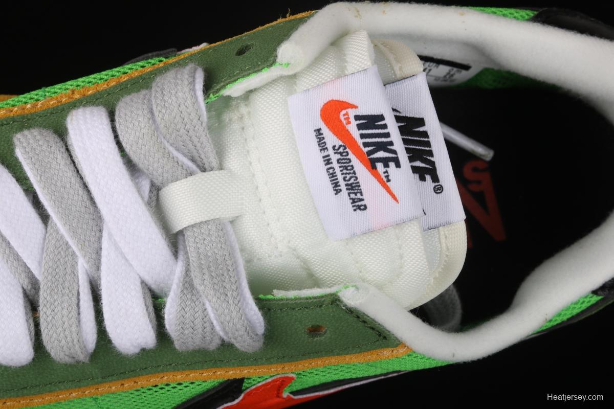 Sacai x NIKE LVD Waffle Daybreak co-signed catwalk style net gauze leather splicing double hook Swoosh running shoes BV0073-300