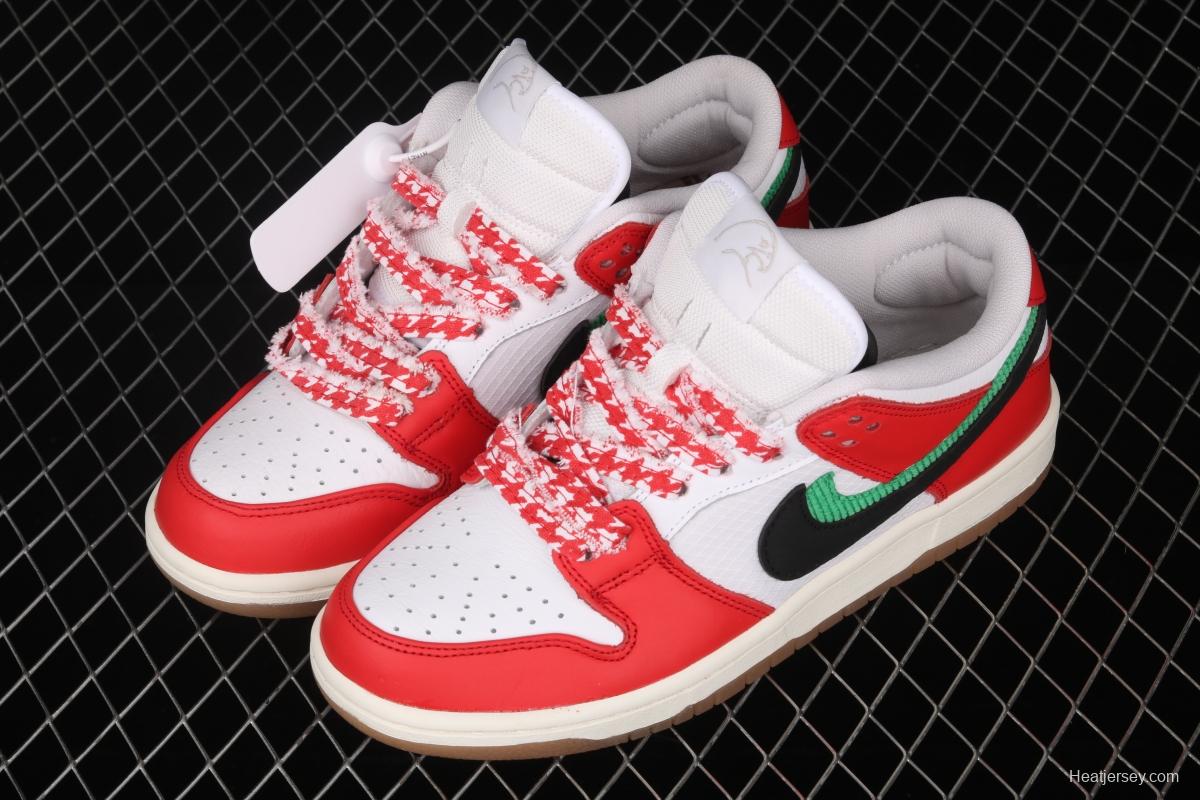 Frame Skate x NIKE SB DUNK Low Habibi white and red double hook dunk series retro low side leisure sports skateboard shoes CT2550-600