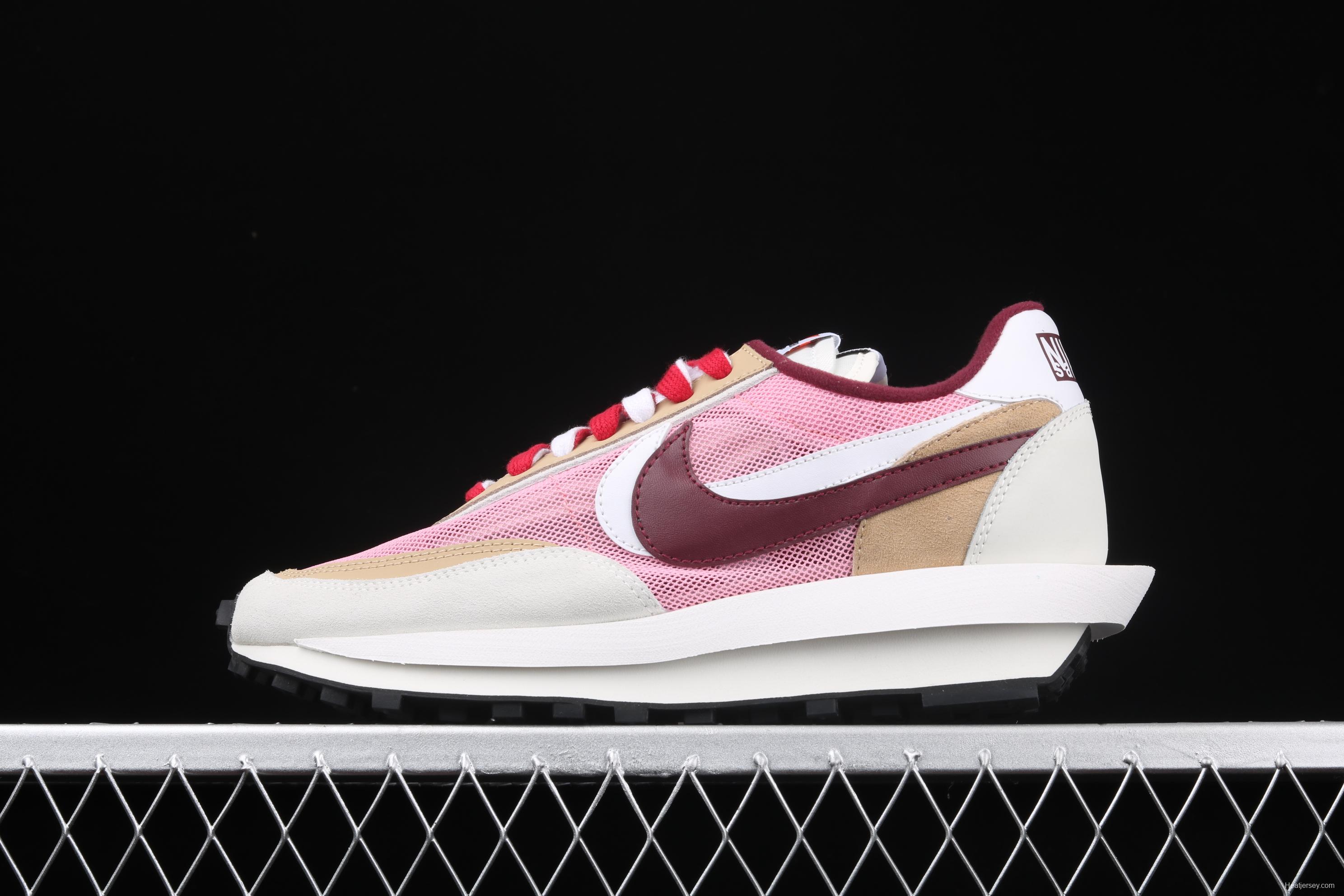 Sacai x NIKE LVD Waffle Daybreak co-signed catwalk style net gauze leather splicing double hook Swoosh running shoes BV0073-700