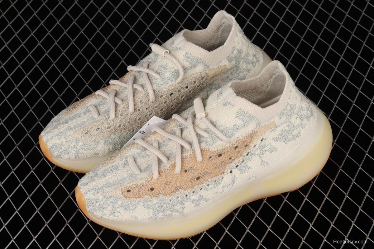 Adidas Yeezy 380 PiNIKE GY2649 Kanye jointly limited coconut 380 peach powder all over the sky star 3M reflective running shoes