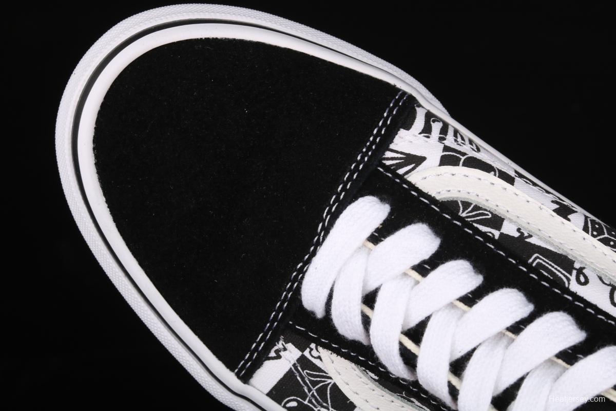 Vans Old Skool black-and-white graffiti printed low-top shoes VN0A7Q2J6U6