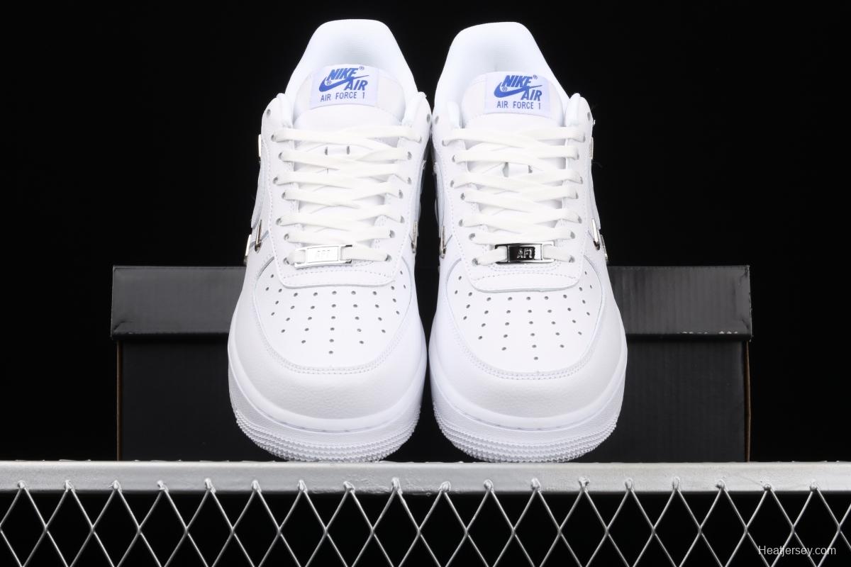 NIKE Air Force 11607 Low All white joint name small silver hook low-top casual board shoes CT1990-100