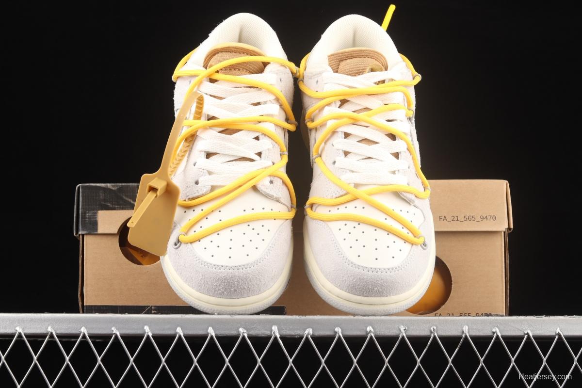 OFF-White x NIKE DUNK Low OW white gray leisure sports skateboard shoes DJ0950-109