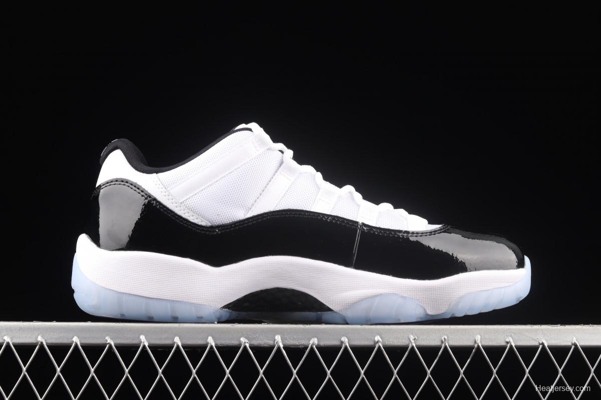 Air Jordan 11 Low Concord 1 kangkou white and black original standard real carbon fiber low top basketball shoes 528895-153