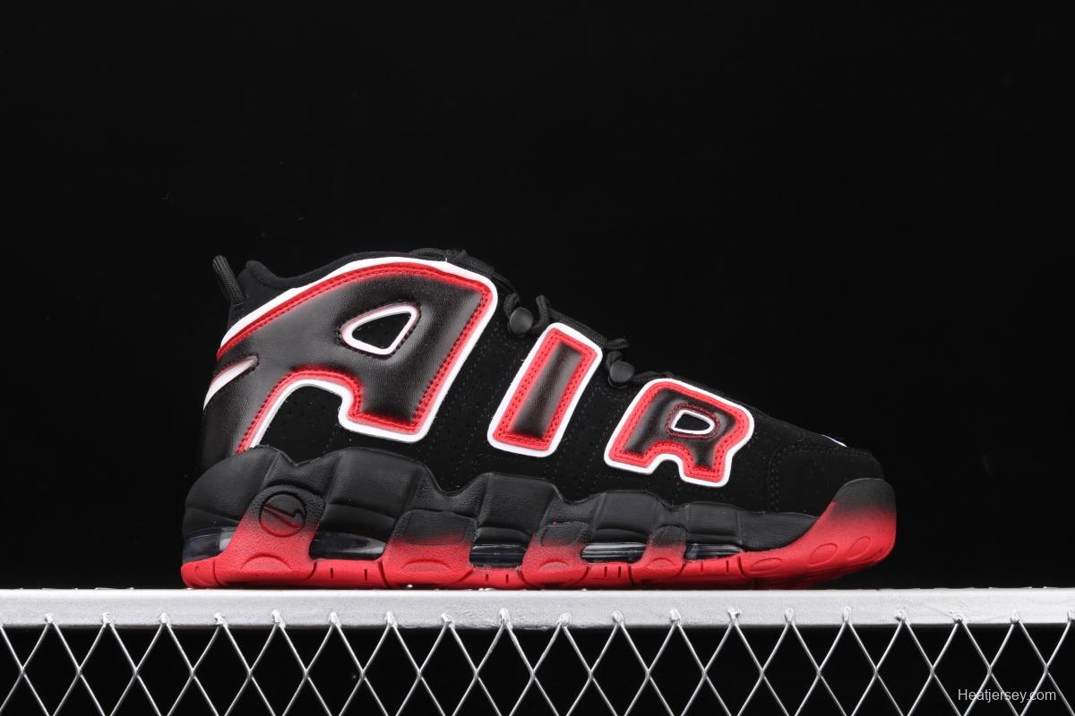 NIKE Air More Uptempo 96 QS Laser Crimson Pippen initial series classic high street leisure sports culture basketball shoes black lava gradual red and white CJ6129-001