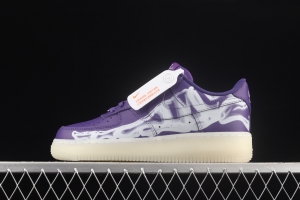 NIKE Air Force 120th 07 Skeleton QS Halloween black and purple luminous skeleton limited casual board shoes CU8067-500