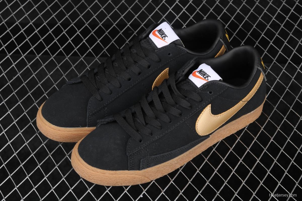 NIKE Blazer Low SD Trail Blazers black gold casual board shoes 616829-998