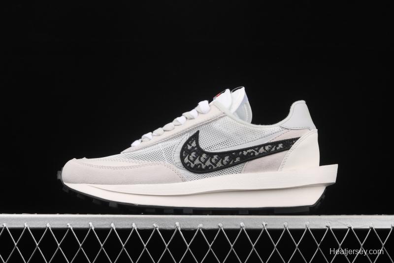 Dior x Sacai x NIKE LVD Waffle Daybreak co-signed catwalk style double hook Swoosh running shoes CN8898-002