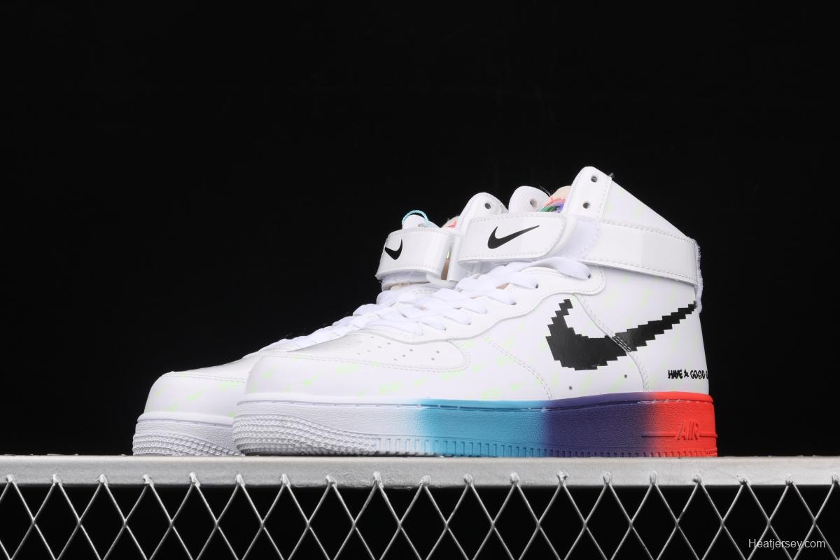 OFF-White x NIKE Air Force 1: 07 Vntg Suede Mix joint video game League of Legends skin luminous high-top casual board shoes DC2111-101