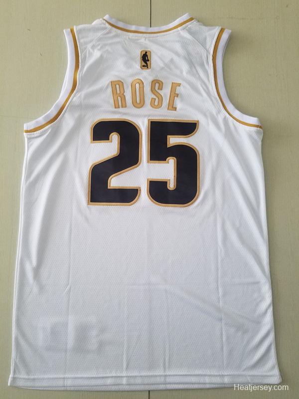 Derrick Rose 25 White Golden Edition Jersey