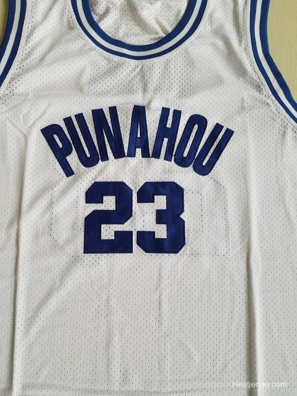 EJ Barack Obama 23 Punahou High White Basketbal Jersey