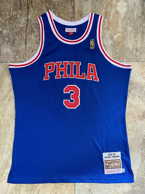 Men's Allen Iverson Blue Retro Classic Team Jersey