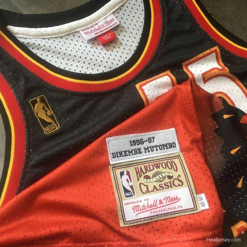 Men's Dikembe Mutombo Black And Red Retro Classic Team Jersey