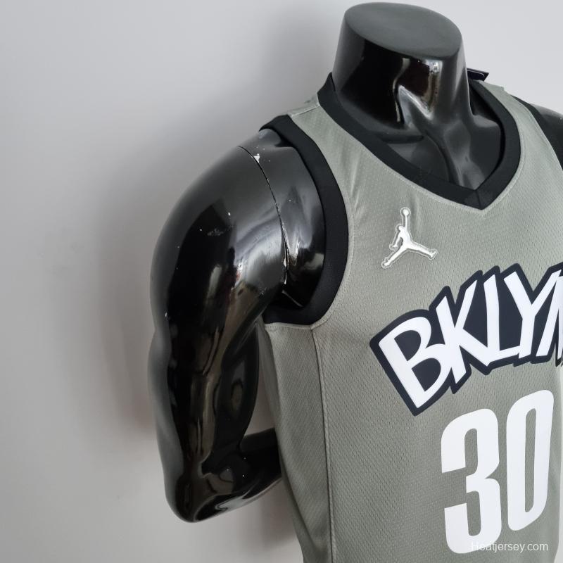 75th Anniversary Curry #30 Brooklyn Nets City Edition Gray NBA Jersey