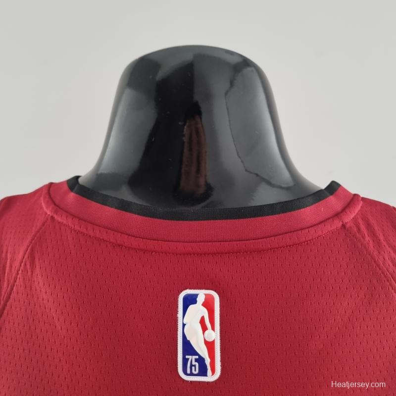 75th Anniversary Miami Heat Jordan JAMES #6 Burgundy NBA Jersey