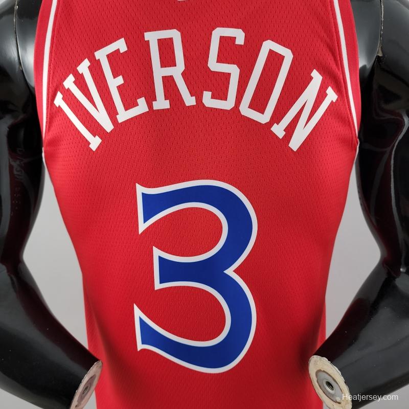 Rookie Philadelphia 76ers Iverson #3 Red NBA Jersey 