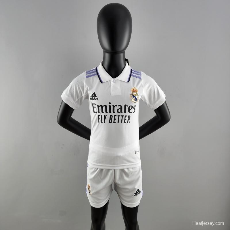 22/23 Kids Kit Real Madrid Home Size：16-28 Soccer Jersey