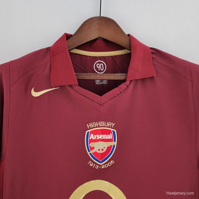 Retro Long Sleeve 05/06 Arsenal Home Soccer Jersey