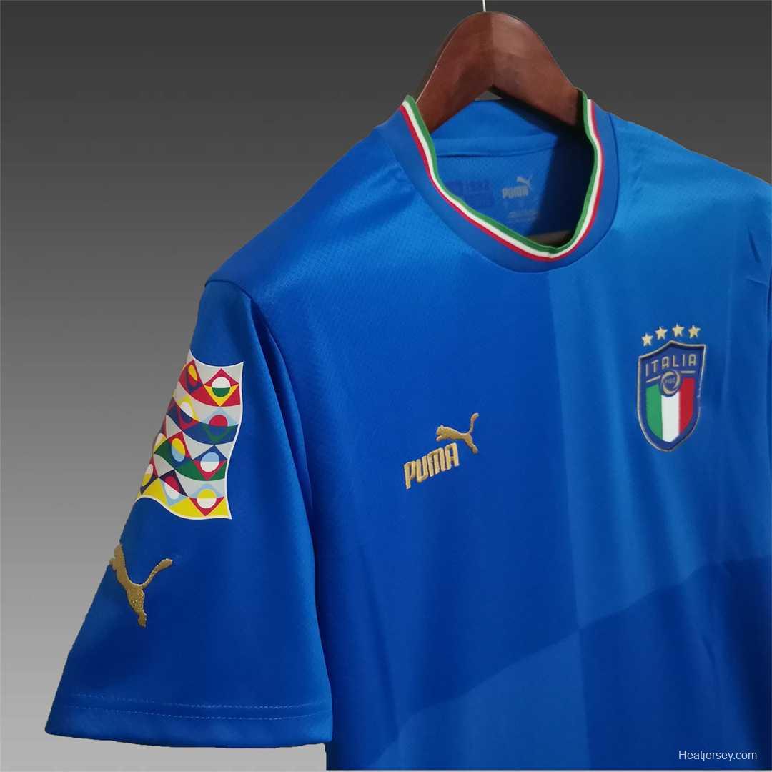 2022 Italy Home Soccer Jersey With Nations League Patch