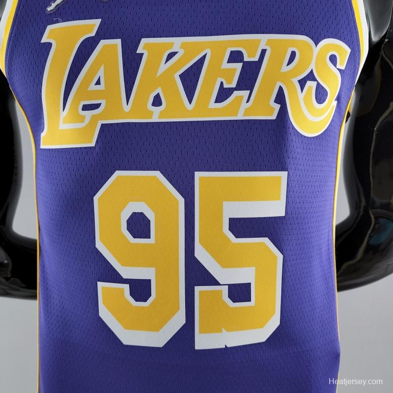 75th Anniversary TOSCANO #95 Los Angeles Lakers Jordan Purple NBA Jersey