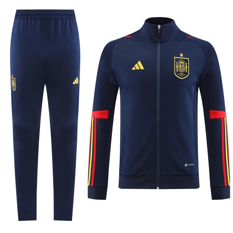 2022 Spain Navy Full Zipper Tracksuit