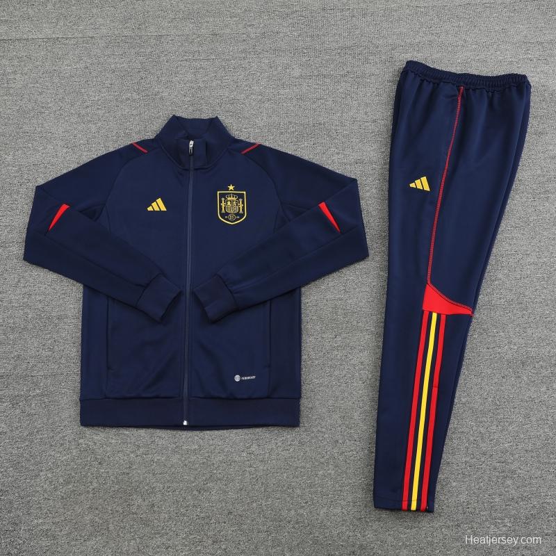 2022 Spain Navy Full Zipper Tracksuit