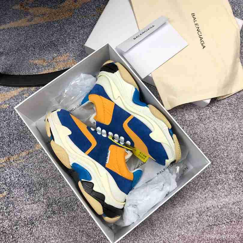 Men Balenciaga Triple-S 2 Navy/Yellow Sneaker