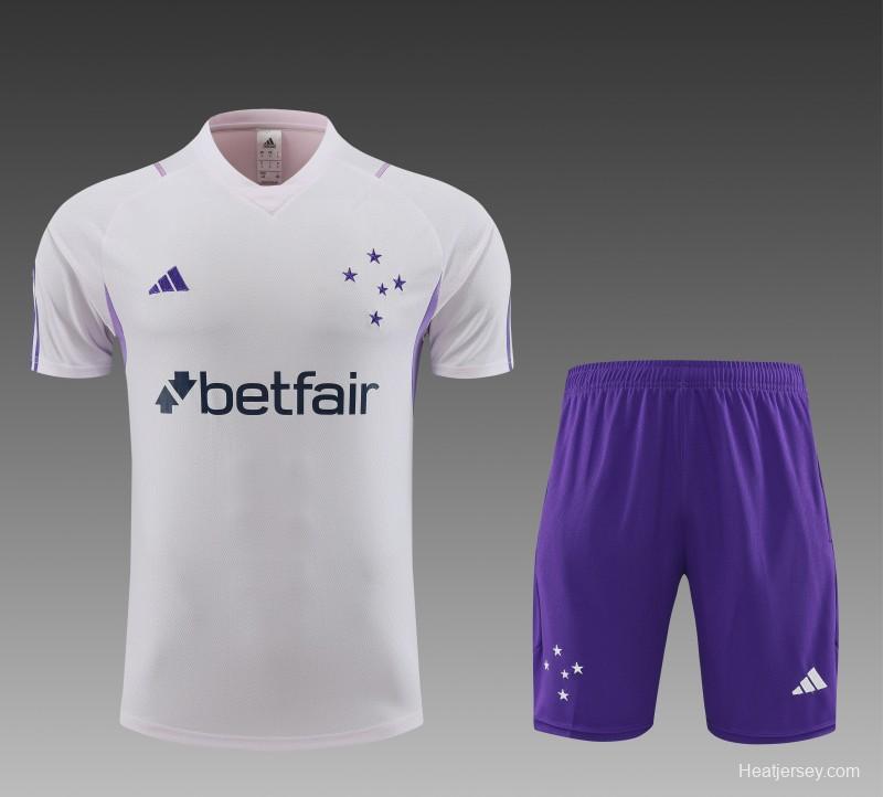 23 24 Cruzeiro White Short Sleeve+Shorts