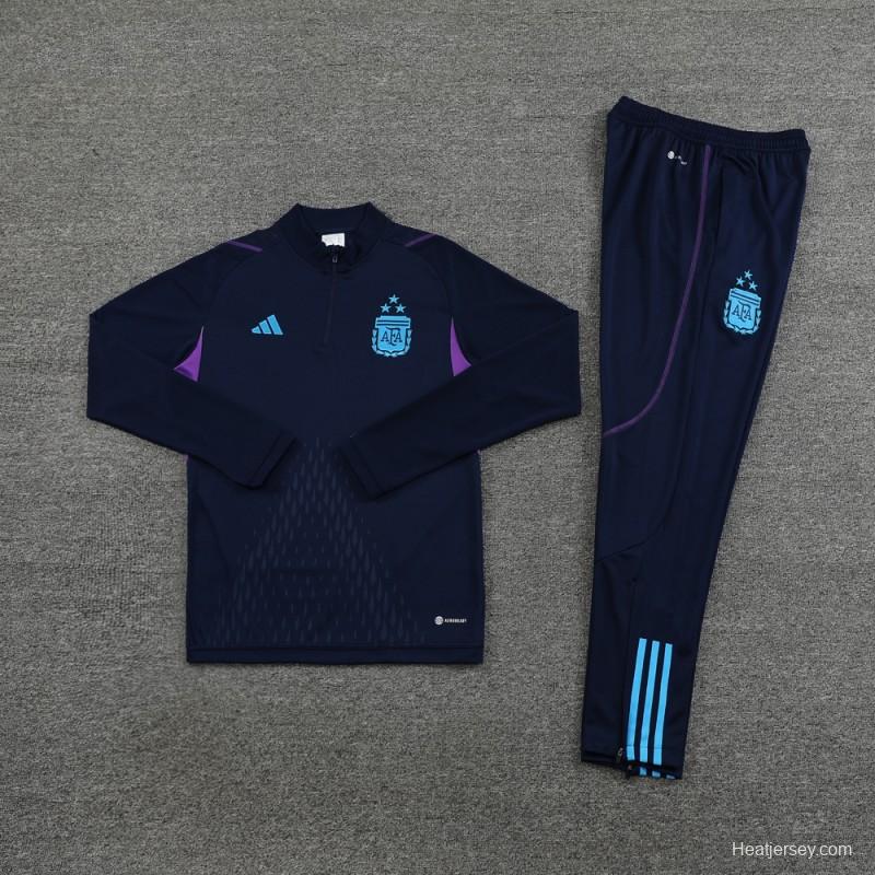 2023 Argentina Navy Half Zipper Jacket+Pants