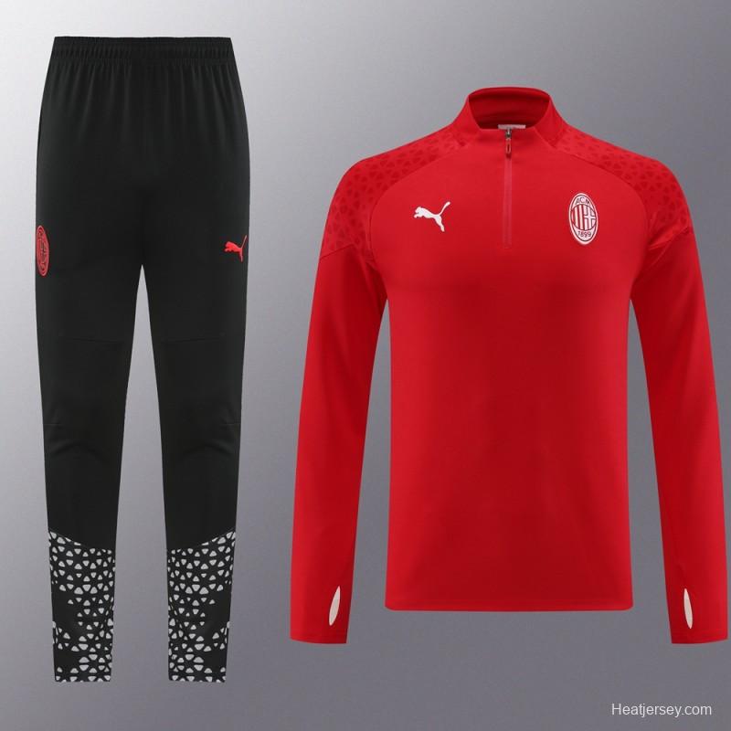 23/24 AC Milan Red Half Zipper Jacket+Pants