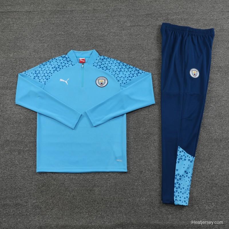 23/24 Manchester City Blue Half Zipper Jacket+Pants