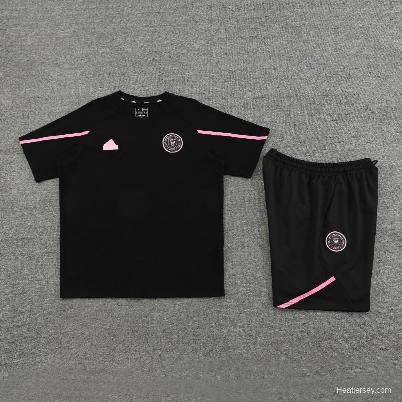 23/24 Inter Miami Black/Pink Cotton Short Sleeve Jersey+Shorts