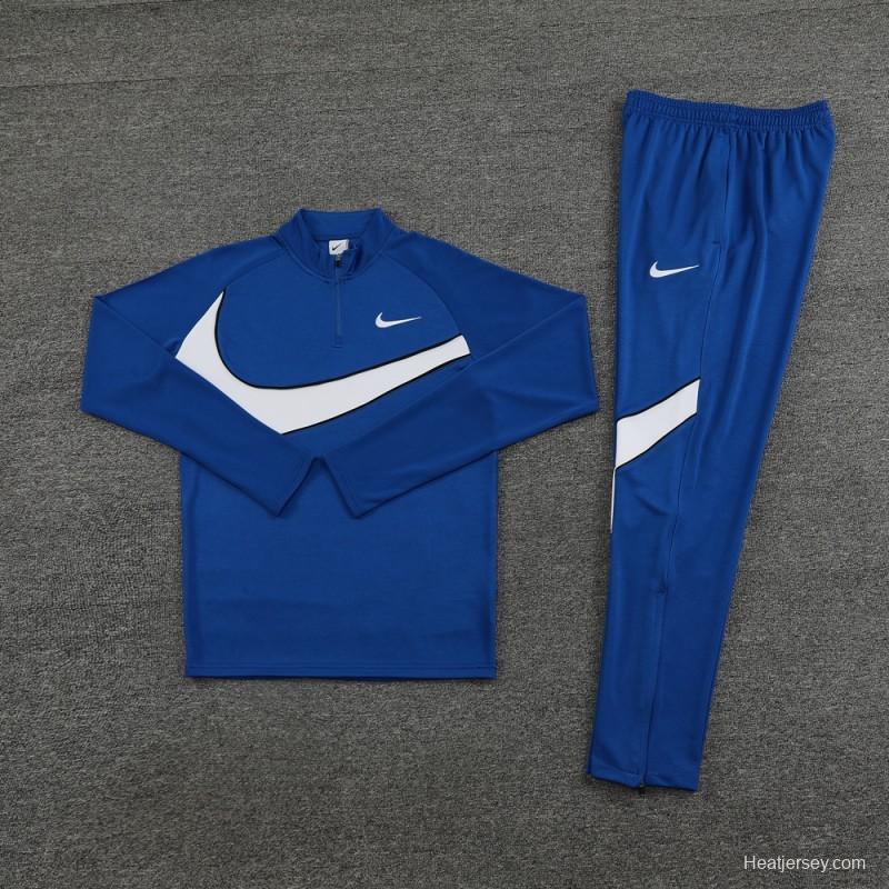 2024 Nike Blue/White Half Zipper Jacket+Pants