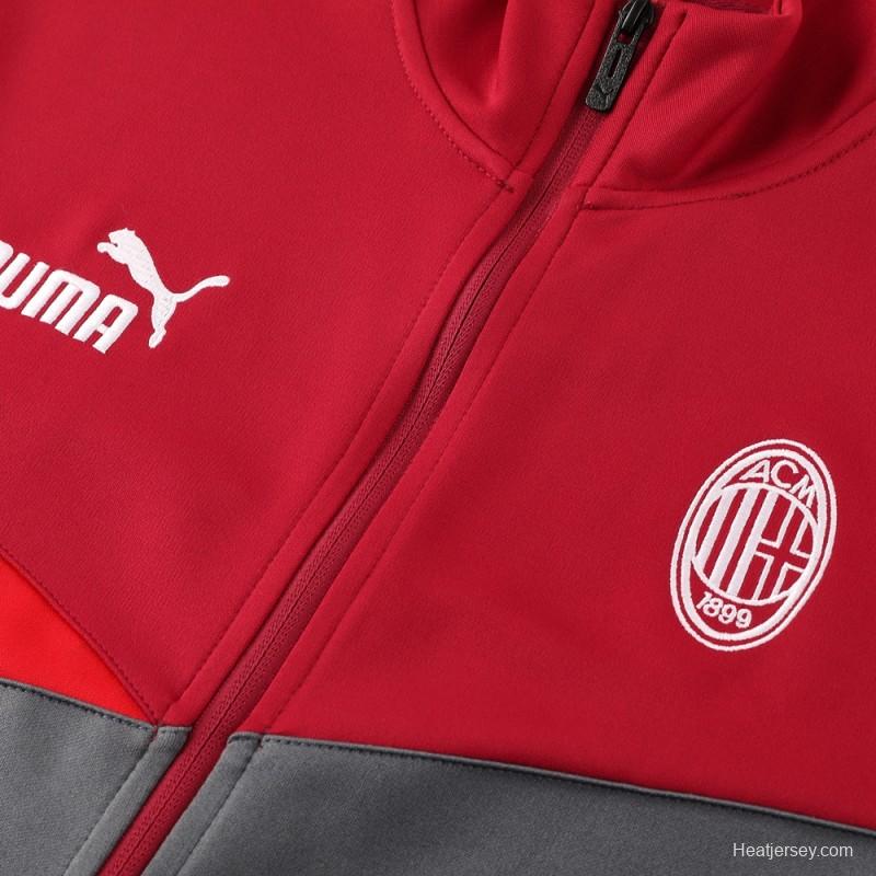 24/25 AC Milan Red/Grey Full Zipper Jacket +Long Pants