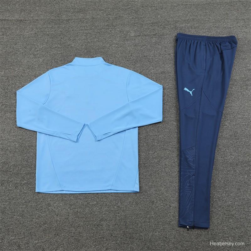 24/25 Manchester City Sky Blue Half Zipper Jacket+Long Pants