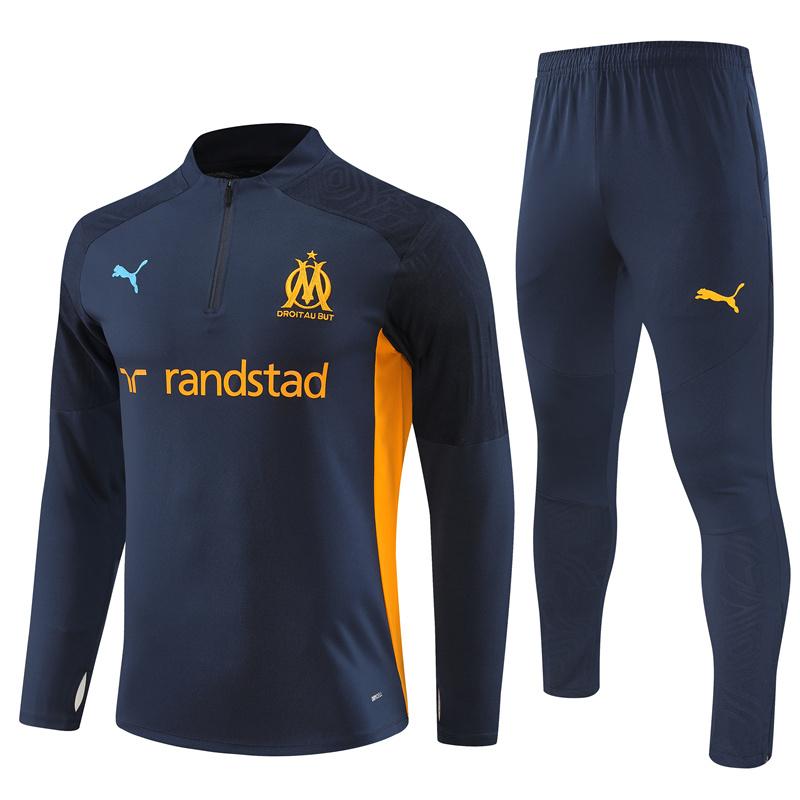 24/25 Olympique Marseille Navy Orange Zipper Jacket+Long Pants